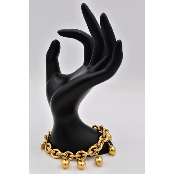 Anne Klein Vintage Charm Bracelet Gold Toggle Teardrop Dangles AK Signed BinO - Picture 7 of 12